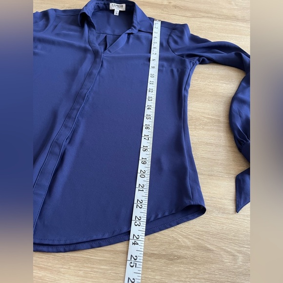 Express the Porto Fino shirt slim fit Blue Blouse Button Up SZ XS - Picture 6 of 7